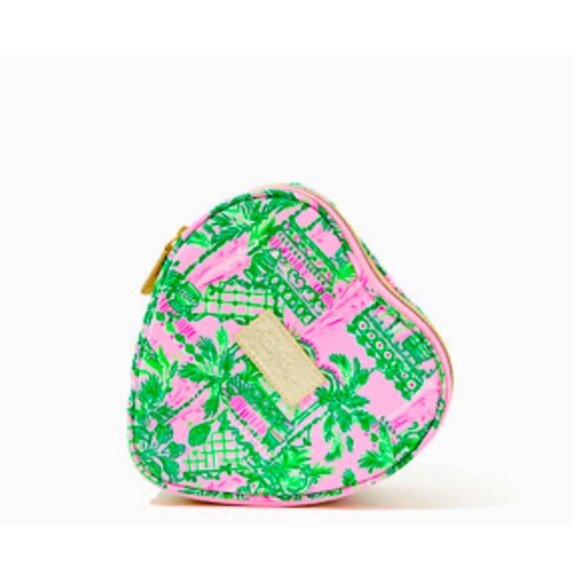 Lilly Pulitzer Heart Case Cosmetic Pouch Mandevilla Baby Always Worth It - Picture 1 of 6